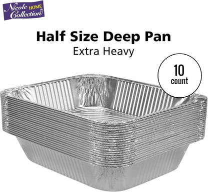 Aluminum Pans Half Size, 9X13, Extra Heavy Duty Disposable Foil Pans For Baking (30 Pack) Roasting & Chafing, Deep Tin Foil Bakeware, Steam Table Tray, Cookware, Food Prepping, Cake & Oven Pan