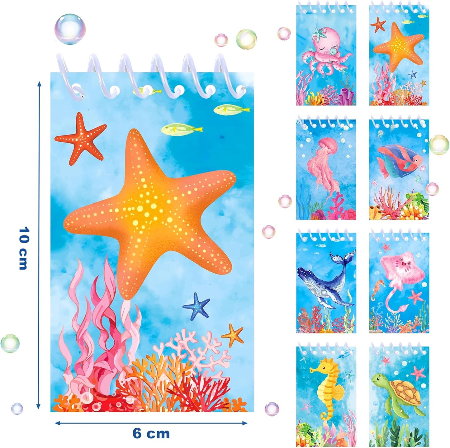 24pcs Underwater World Themed Notepads Under the Sea Party Favors Under the Sea Spiral Pocket Notepads Goodie Bag Stuffers Notepads Spiral Mini Notebooks for Teens Teacher Classroom Reward