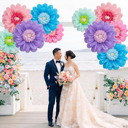 Giegxin 20 Pcs 31.5'', 23.6'', 11.8'', 9.8'' Pink Giant Paper Flower Boho Large Tissue Flower for Wall Pink Pom Pom Floral Decoration for Wall Wedding Bridal Shower Classroom Tea Party Birthday Decor