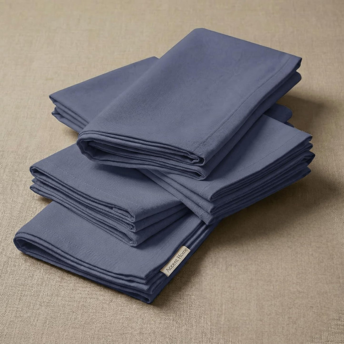 ACCENTHOME Natural Cotton Linen Napkin Set of 12 18x18 inch Dinner Napkins - Washable Soft Premium Hotel Quality Reusable Hemmed Edges Napkins Perfect Table Linens for Family Dinners, Weddings
