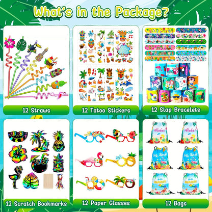 ANPHILE 12 Pack Hawaiian Luau Party Favors, Tropical Luau Party Favors Pinata Filler Goody Bag Stuffer for Summer Pool Beach Party