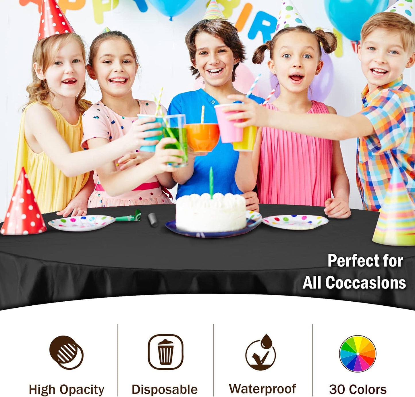 Exquisite Party Solids 6-Pack Premium Plastic Tablecloth 54in. x 108in. Rectangle Plastic Table Cover - Navy