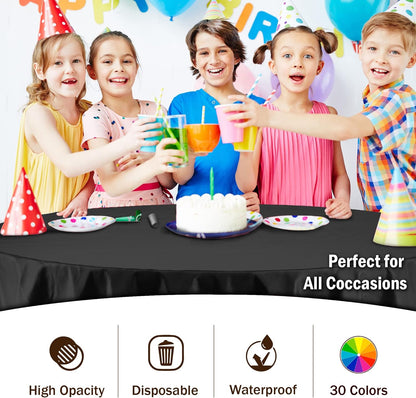 Exquisite Party Solids 6-Pack Premium Plastic Tablecloth 54in. x 108in. Rectangle Plastic Table Cover - Navy
