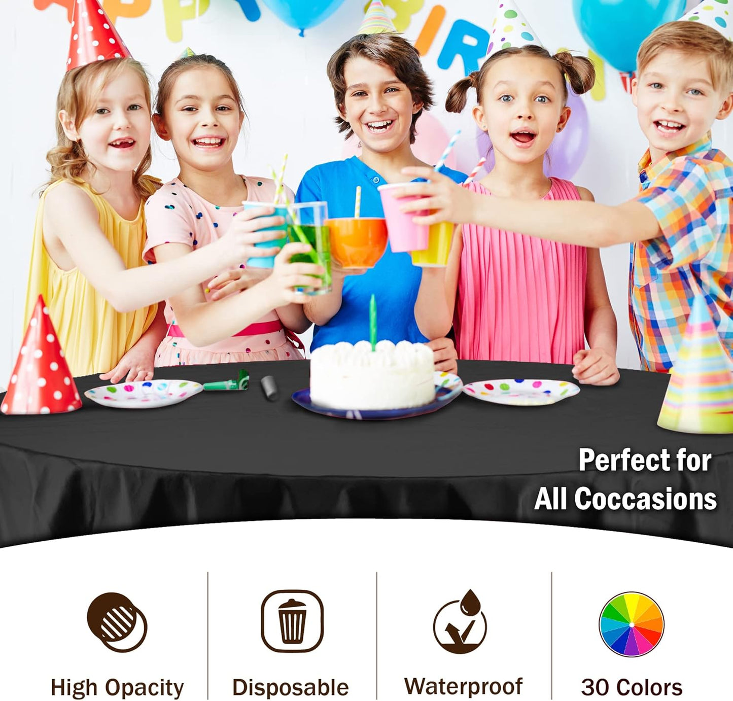 12-Pack Premium Plastic Tablecloth 54in. x 108in. Rectangle Table Cover - Dark Blue - Colors B