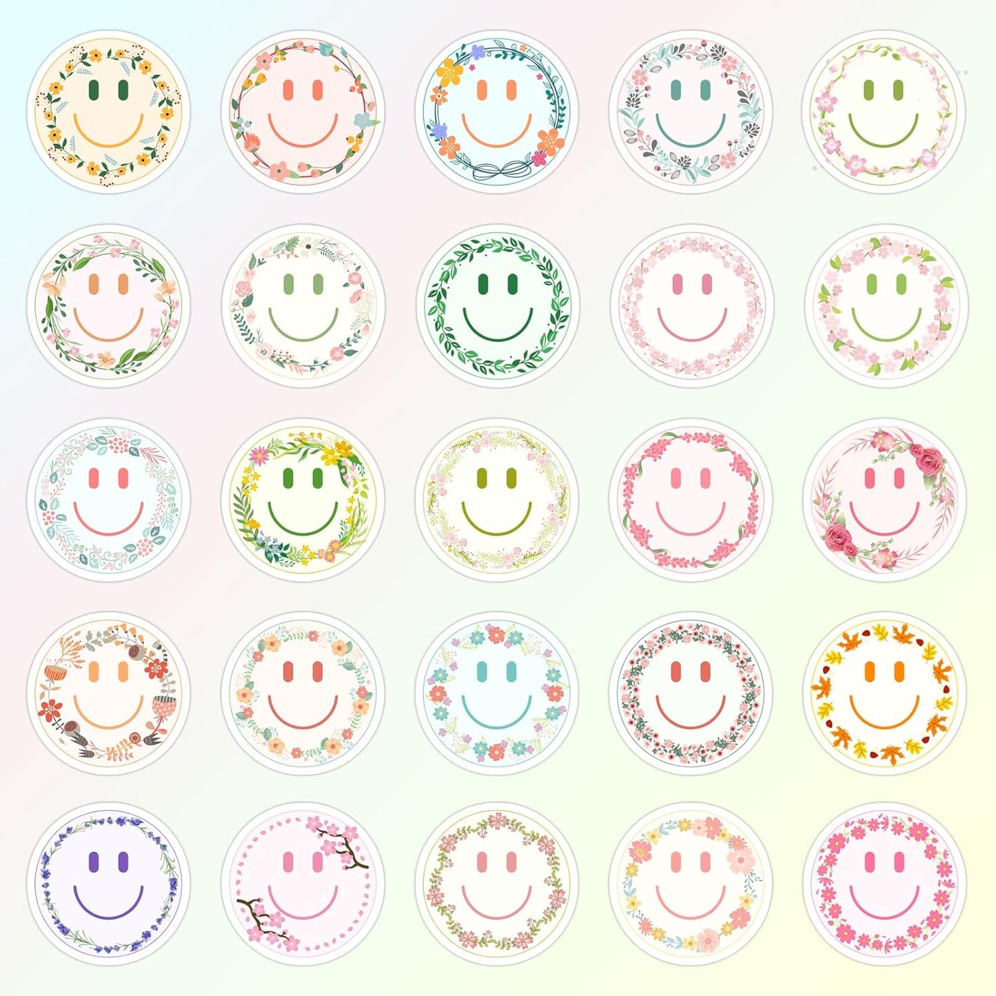 50PCS Smiling Stickers, Cute Water Bottle Stickers for Kids, for Teaching Rewards, Notebooks, Stationery, Luggage, Cartoon PVC Happy Stickers
