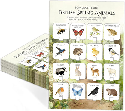 30Pcs Nature Scavenger Hunt Cards, Scavenger Hunt Cards Road Trip and Travel Activities, Spring Summer Holiday Party Supplies, Camping Games Outdoor Indoor Seek Activity-A03