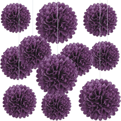 20 PCS Orange Tissue Paper Pom Poms, Tissue Pom Poms Flowers, Sizes of 6", 10", 12", 14" Hanging Paper Flower Ball for Wedding, Birthday, Halloween, Christmas, Baby Shower Party Decor