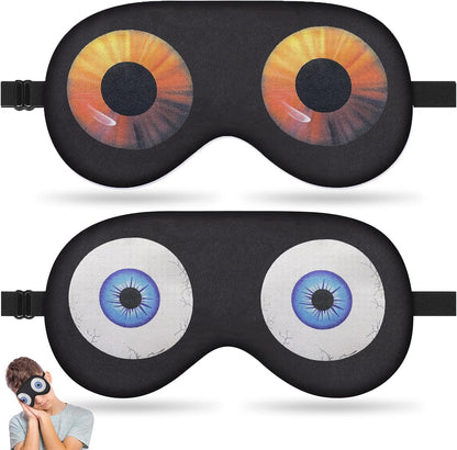2 Pcs Sleep Mask for Kids Boys, Silk Eye Covers for Sleeping, Adjustable Strap & Light Blocking Design, Adult Children's Bedtime Blindfold for Travel and Home Use (Funny Eye)