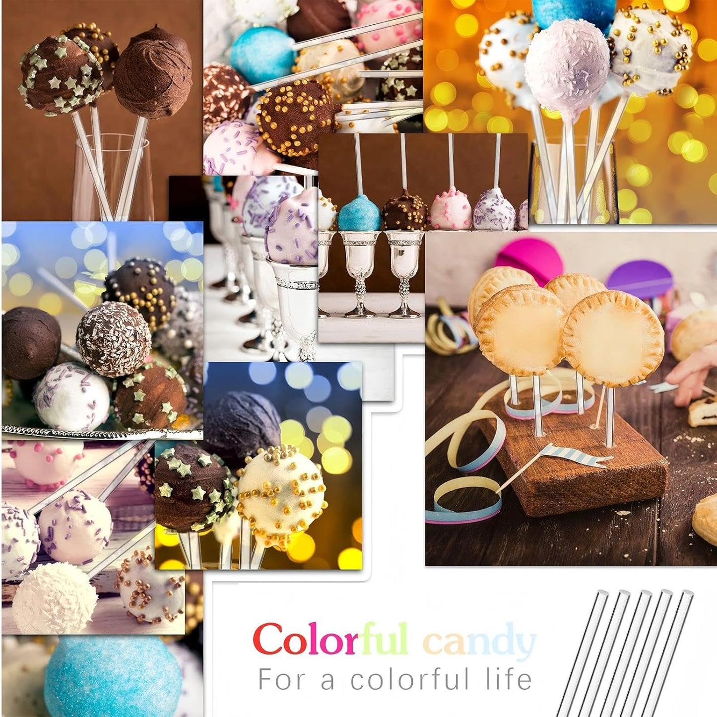 Zopeal 200 Pcs Acrylic Lollipop Sticks Clear Cake Pops Rods Cake Topper Candy Cupcake Treat Stick for Wedding Chocolate Cookie Dessert Handmade DIY Crafts Party Decor Gardening(6 x 0.12 Inches,Clear)