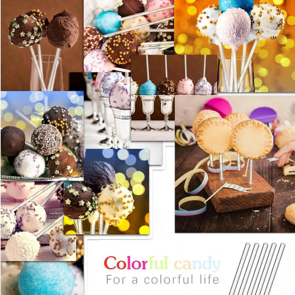 Zopeal 200 Pcs Acrylic Lollipop Sticks Clear Cake Pops Rods Cake Topper Candy Cupcake Treat Stick for Wedding Chocolate Cookie Dessert Handmade DIY Crafts Party Decor Gardening(6 x 0.12 Inches,Clear)