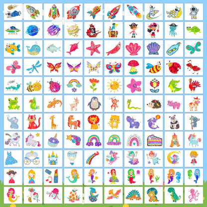 Partywind 408 PCS Temporary Tattoos for Kids, Glow and Glitter Fake Tattoo Stickers for Boys Girls Party Supplies Favors, Cute Goodie Bag Stuffers for Children (Individually Wrapped Sheet)
