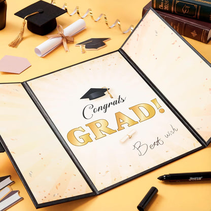 JOYIN 2026 Graduation Guest book Alternative, 12" Blue & Gold Graduation Party Decorations Signature Congrats, Class of 2026 Grad Card for High School College Grad Gift, Party Guest Signing Cardboard