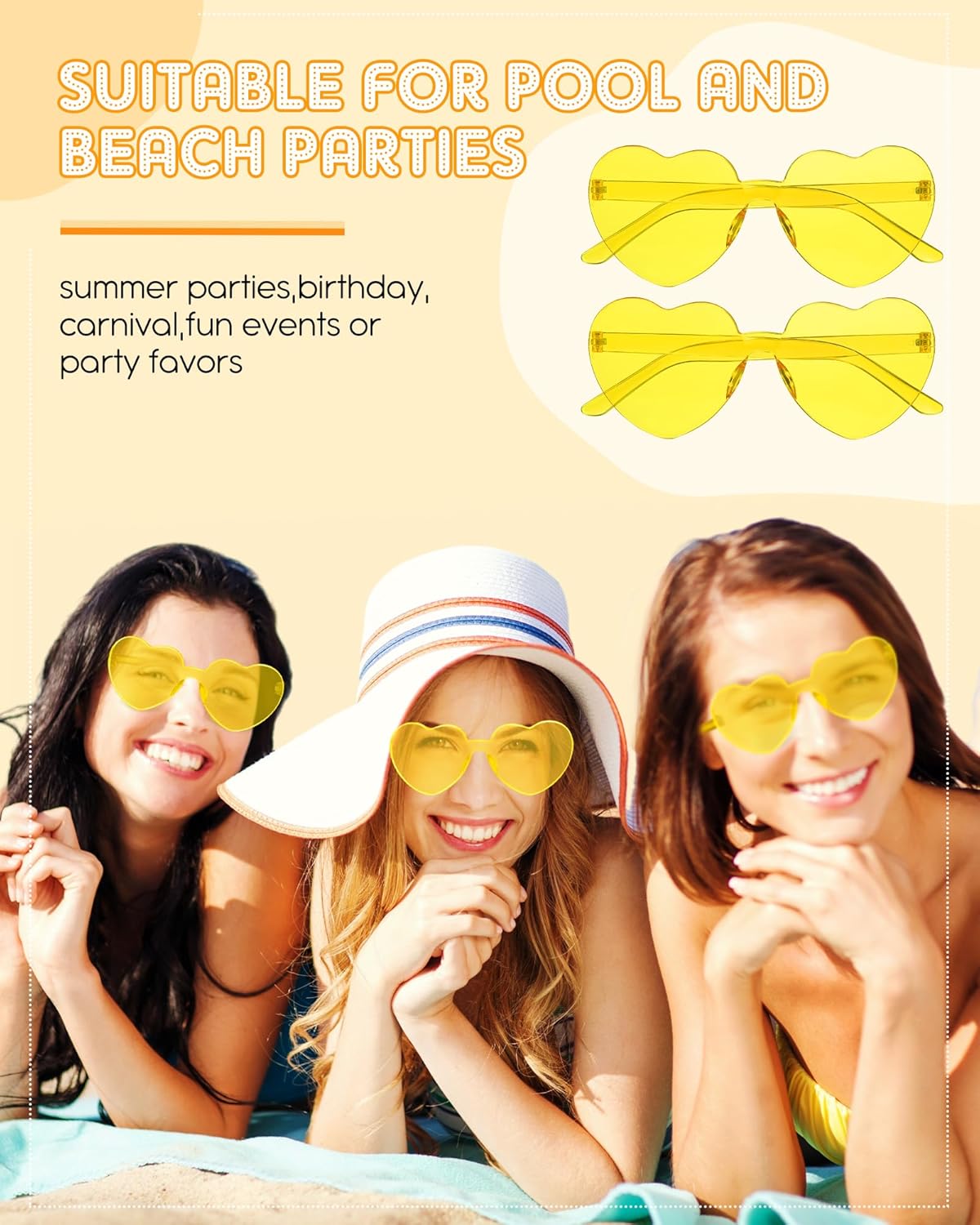 Frienda 20 Pairs Heart Shaped Sunglasses Rimless Candy Color Glasses for Women Men Party Favor