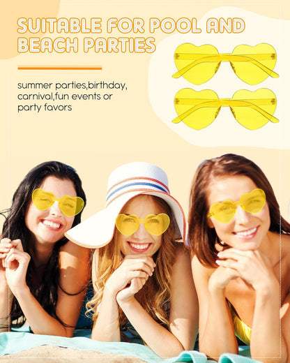 Frienda 20 Pairs Heart Shaped Sunglasses Rimless Candy Color Glasses for Women Men Party Favor