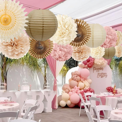Tissue Paper Pom Poms - 23 PCS Dusty Blue Paper Flowers Pom Pom Kit Circle Dot Party Banner Hanging Swirl Party Decorations for Wedding Birthday Baby Shower Bridal Shower Tea Party