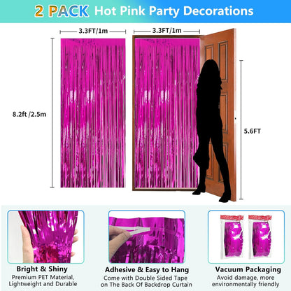 2 Pack Foil Curtain Backdrop Curtains Silver Tinsel Door Streamers Birthday Party Decorations Photo Booth Props for Disco Party Graduation Wedding Baby Shower Bachelorette Christmas Gender Reveal
