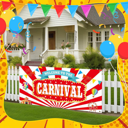 Teenyyou Welcome to the Carnival Banner Carnival Decorations Circus Party Supplies Backdrop for Circus Theme Party Decorations Birthday, 71 x 35 Inch
