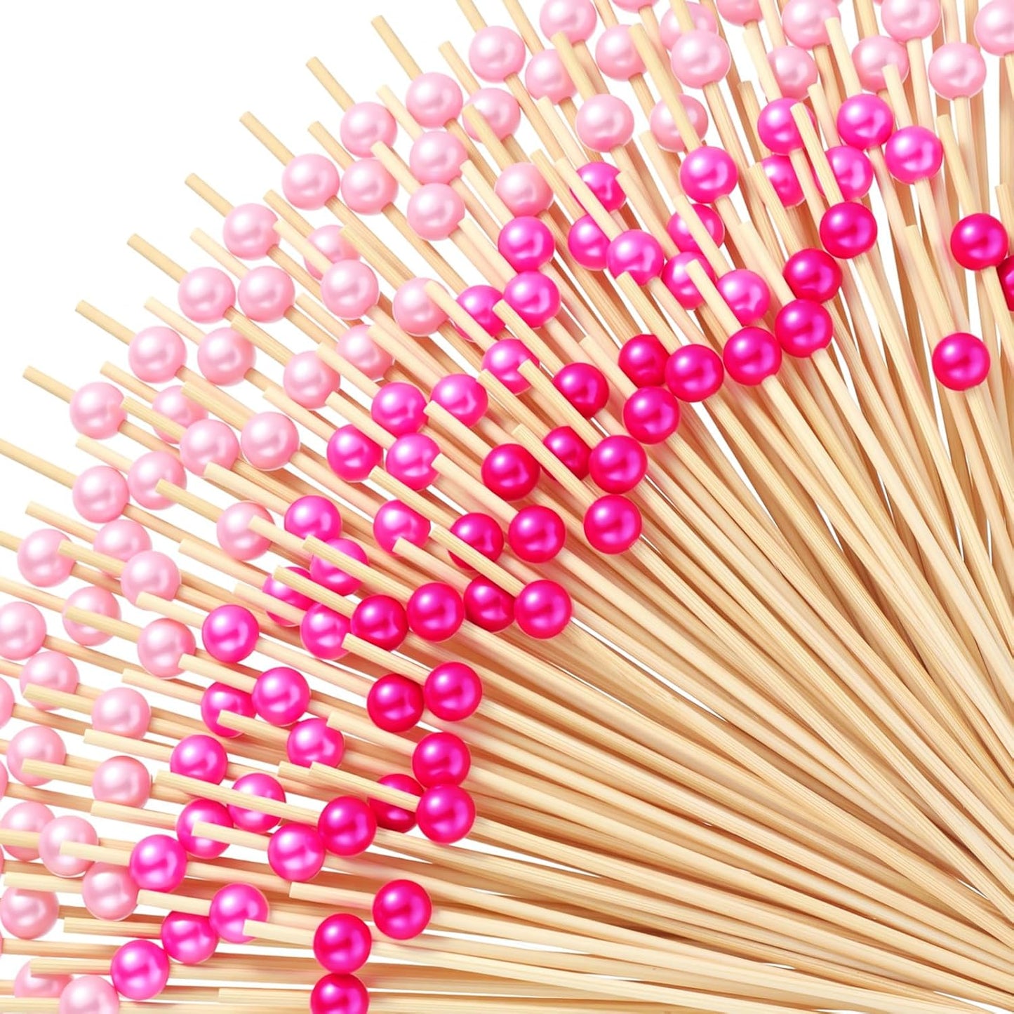 Reallnaive 600 Pcs Cocktail Pick Pearl Fancy Toothpick for Appetizer 4.7 Inch Long Skewer for Drink Fruit Food Bamboo Stick Wedding Bridal Shower Decoration Charcuterie Accessories (White)