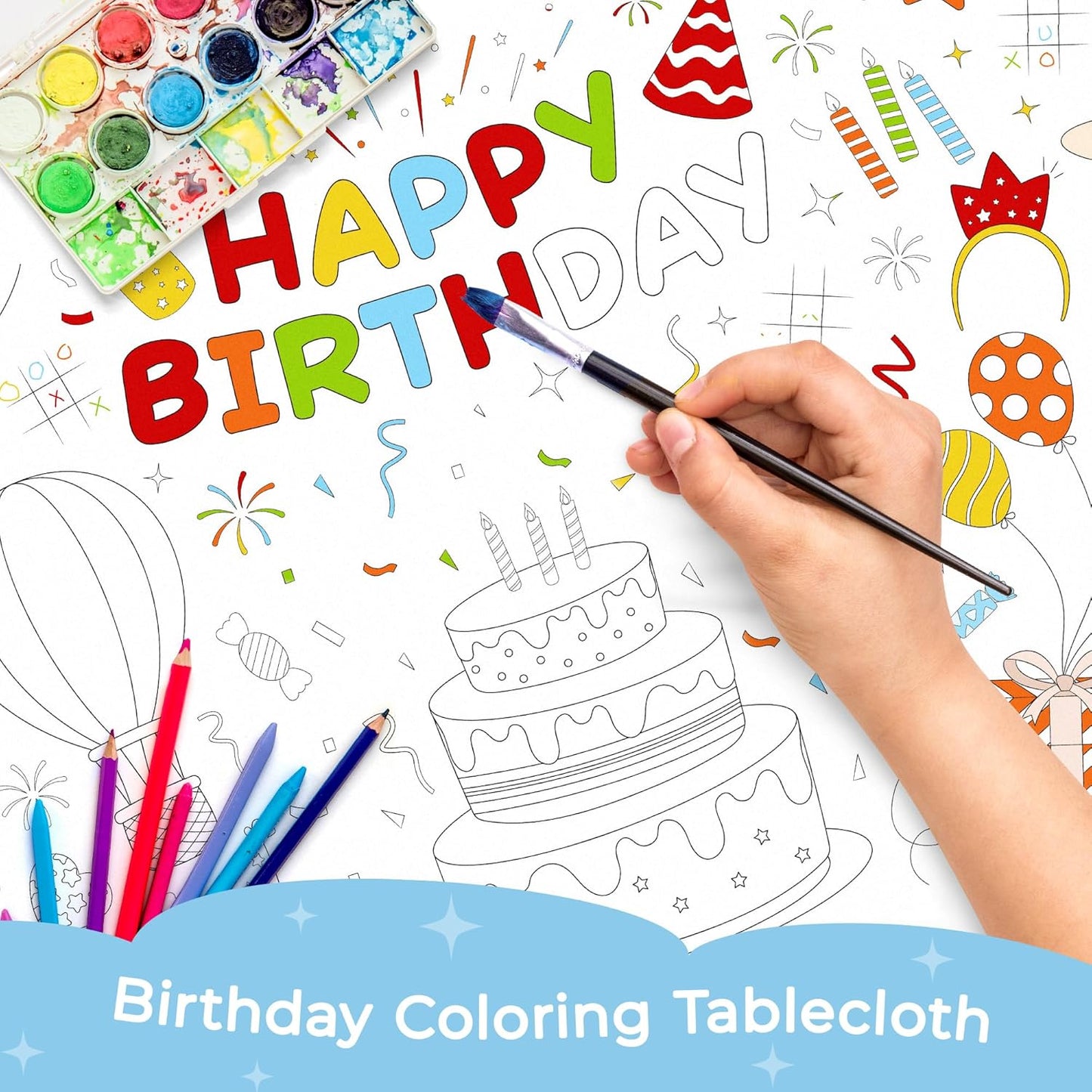 Childom 1 Pack Fourth of July Coloring Tablecloth for Kids,4th of July Crafts for Kids 30"x72" Giant Coloring Poster Table Cloth,Large Paper Poster Crafts Party Activities,4th of July Paper Tablecloth