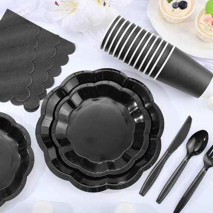 NatNarr 175 Pcs Sage Green Plates and Napkins Set, 25 Guest Sage Green Party Supplies Include Scalloped Paper Plate Napkin Cup Forks Knives Disposable Plastic Cutlery for Wedding Baby Shower Birthday