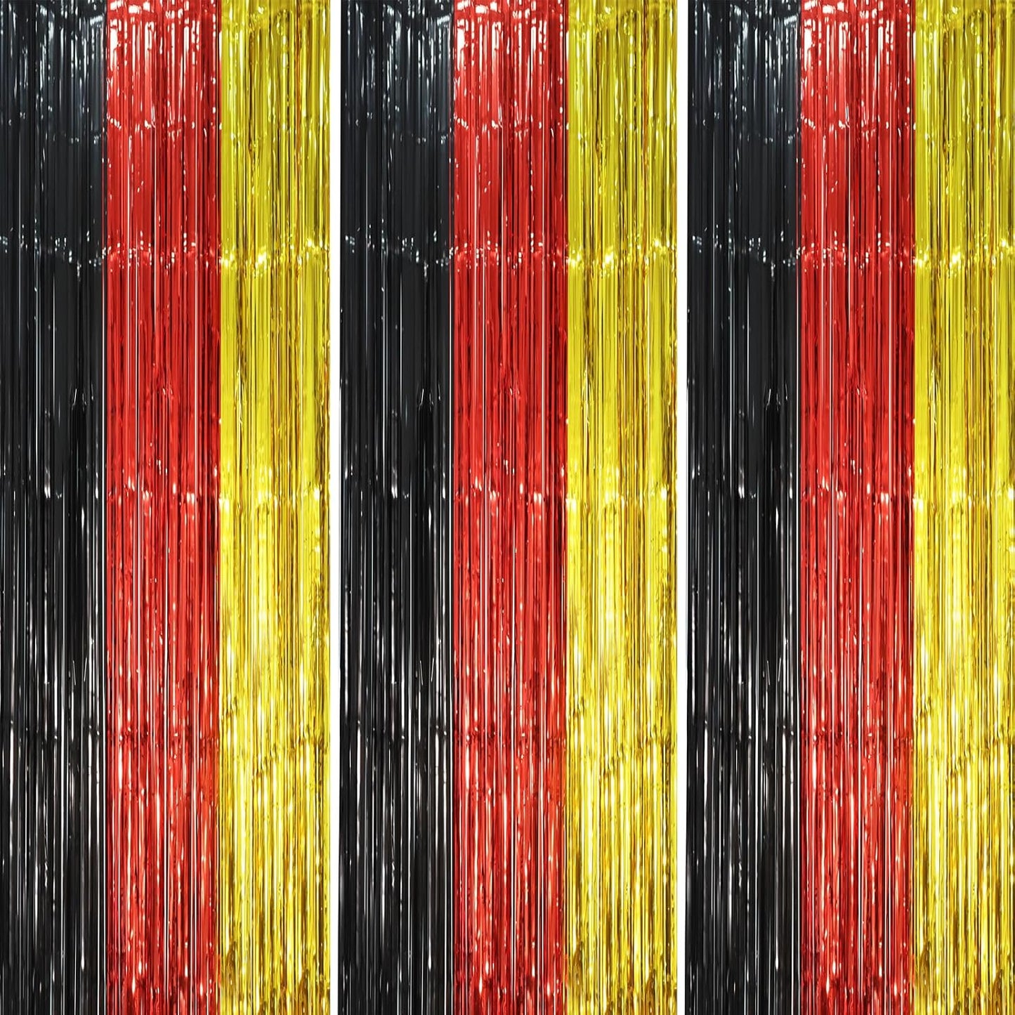 Voircoloria 3 Pack 3.3x8.2 Feet Gold Foil Fringe Backdrop Curtains, Tinsel Streamers, Fringe Backdrop for 2025 New Years Eve, Graduation, Birthday, Baby Shower, Gender Reveal, Disco Party - Colors A