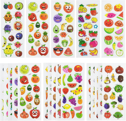 24 Sheets(500+) 3D Puffy Stickers for Toddlers Kids, Bulk Preschool Sticker Sheets for Reward, Craft, Scrapbooking Including Animal, Fruits, Dinosaurs, Fish and More