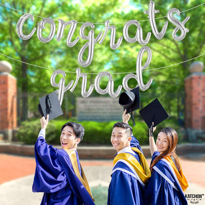 Graduation decorations 2026 | Rose Gold Congratulations Balloons - 16 Inch | Script Congrats Grad Balloons for Graduation Decorations Class of 2026 | Grad party decor, KatchOn