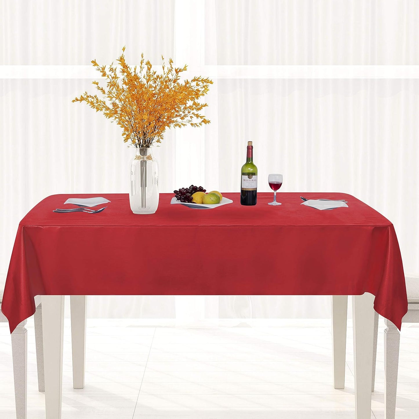 sancua Clear Plastic 100% Waterproof Tablecloth - 54 x 78 Inch - Vinyl PVC Rectangle Table Cloth Protector Oil Spill Proof Wipe Clean Table Cover for Dining Tables, Parties & Camping, Crystal Clear