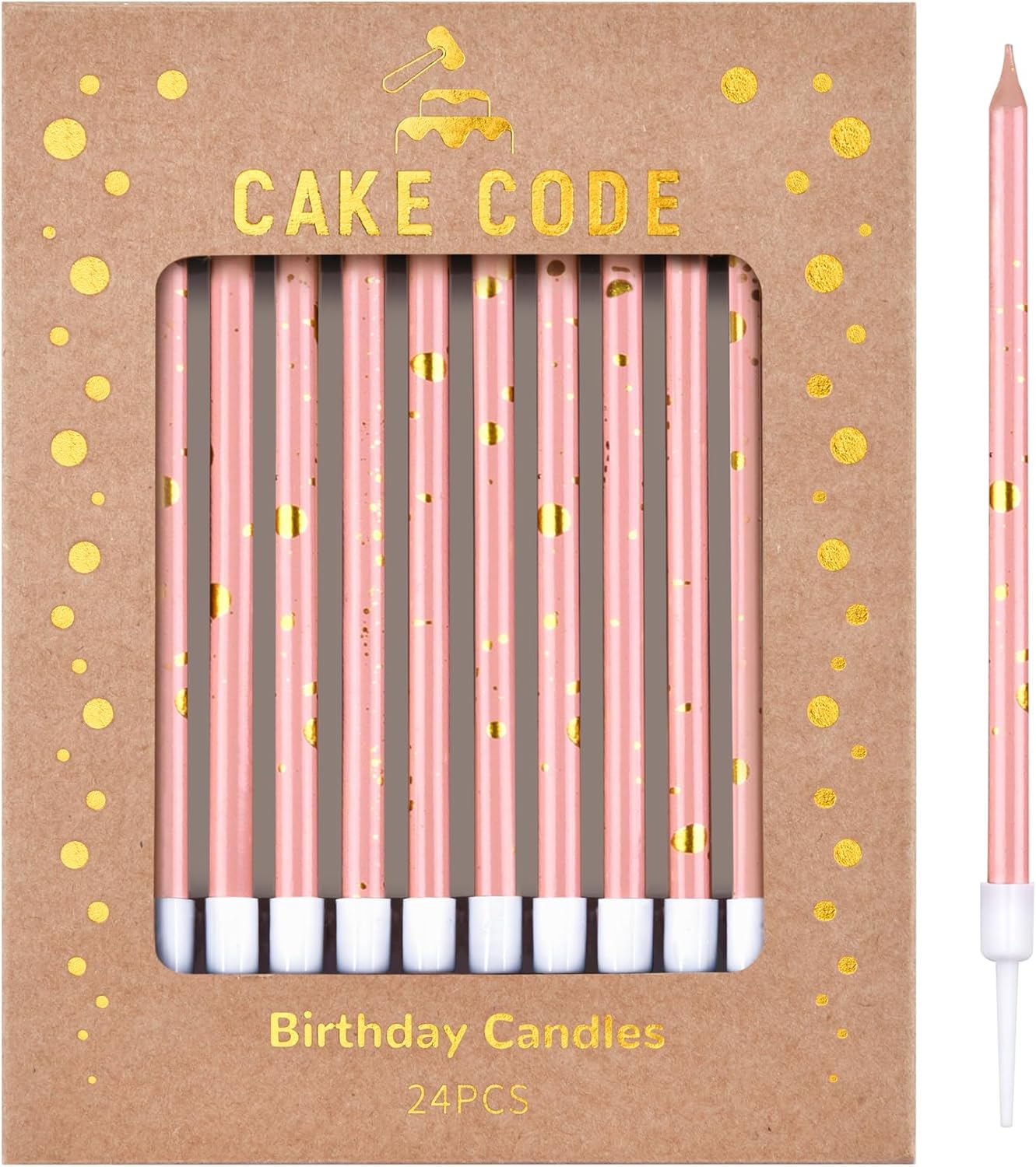 Pink Gold Long Thin Birthday Candles, Cake Candles, Birthday Parties, Wedding Decorations, Party Candles