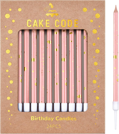 Pink Gold Long Thin Birthday Candles, Cake Candles, Birthday Parties, Wedding Decorations, Party Candles