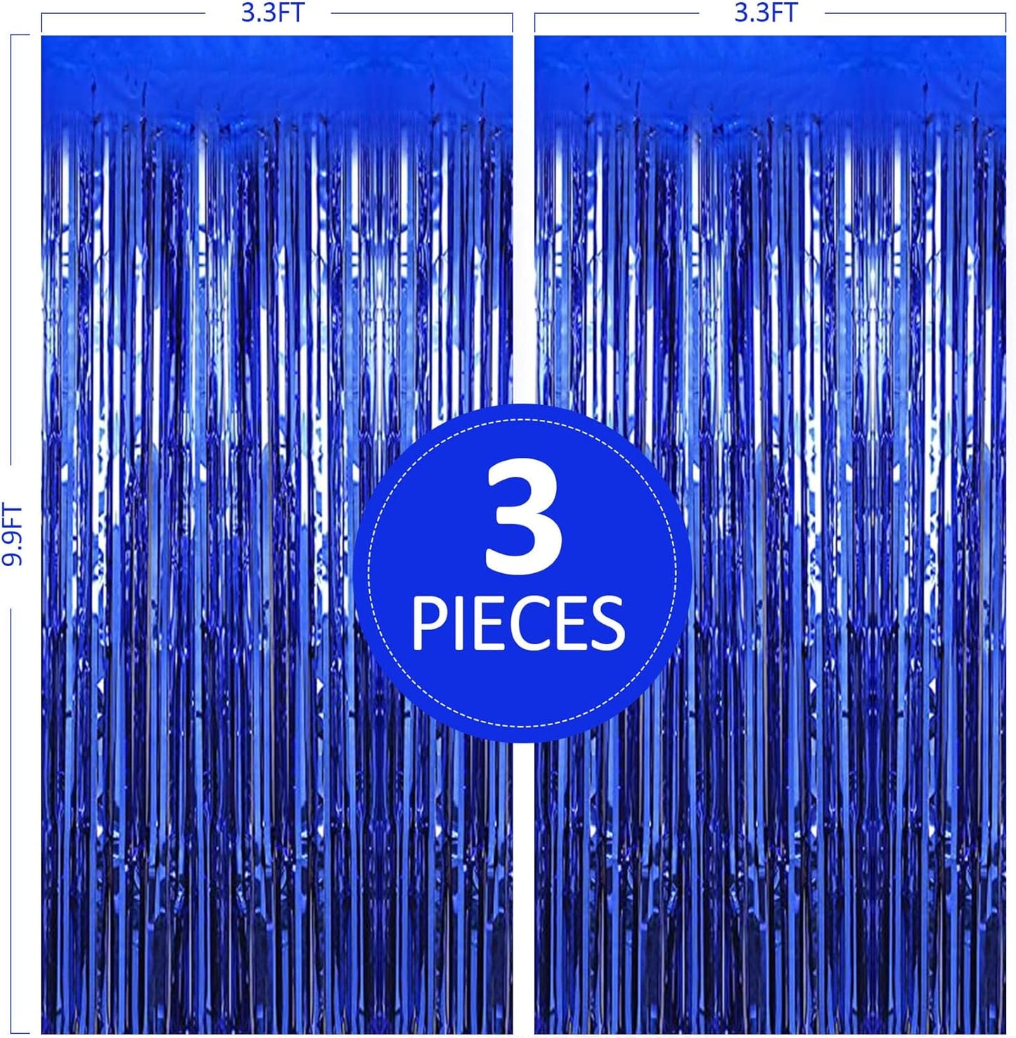 Birthday Party Decorations: 3 Pack 3.3 x 9.9 ft Gold Foil Fringe Curtains Party Supplies, Tinsel Curtain Backdrop for Parties/Birthday/Photo Booth