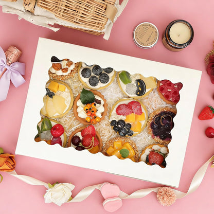 Moretoes 40pcs Cookie Boxes, 14x10x2.5 Inch Auto-Popup Bakery Boxes with Window, for Donuts, Pies, Cakes, Muffins, and Pastries