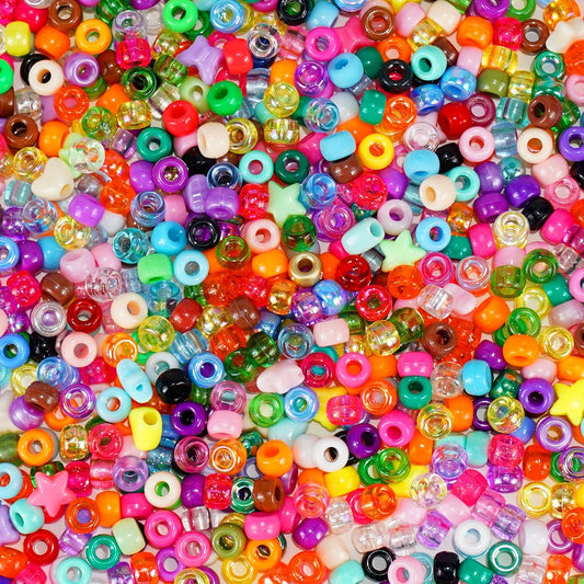 Pony Beads Glow in the Dark 1000pcs Neon Beads, Bracelet Beads 9mm Luminous Bulk Beads for Hair Braiding, Colored UV Beads for Crafts Kandi Beads Kit