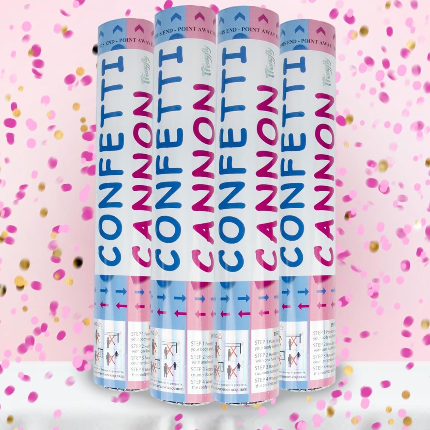 4 Pack Gender Reveal Confetti Cannon, 12 in Blue Rectangle Shaped Paper Party Poppers Cannons, Confetti Poppers For Baby Boy Gender Reveal Baby Showers (Rectangle, Blue)