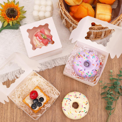 TOMNK 60pcs Cookie Boxes, 8x8x2.5 Inches Bakery Boxes with 2 Style Windows for Chocolate Strawberries, Pie, Pastry, Dessert, Cake, Birthday Party, Mother's Day, Weddings