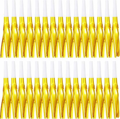 30 Pcs Gold Noise Makers, Metallic Fringed Noise Makers for New Year Party Favor Supplies, Multicolour