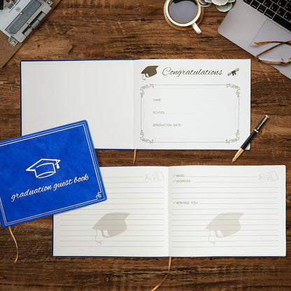 2026 Graduation Guest Book - Elegant 7x9 Inch White, Graduation Memory Book 2026 with Premium 120 Pages, 2026 Graduation Guest Sign in Book for College Graduates (Classic Graduation Gift)