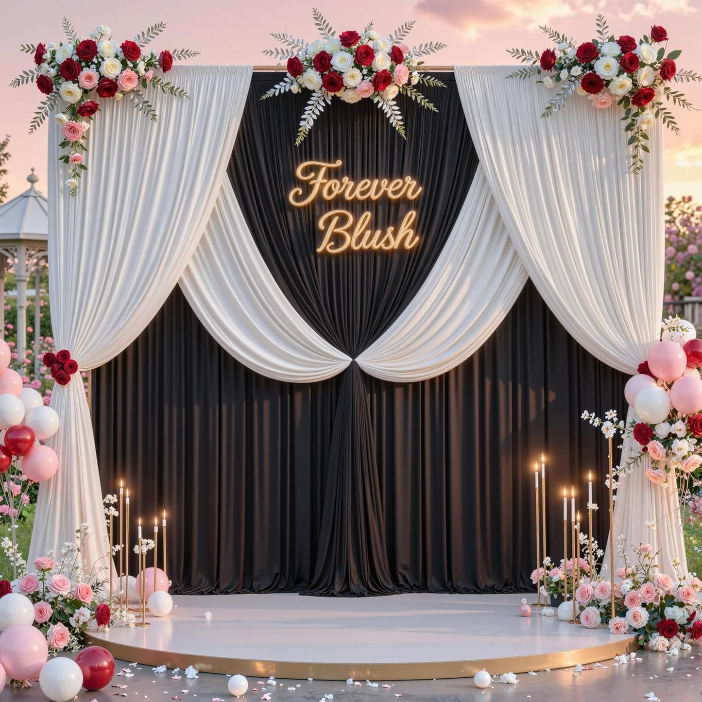 10 ft x 10 ft Wrinkle Free White Backdrop Curtains for Wedding Parties, Polyester Photography Backdrop Drapes for Birthday Parties Stage Backdrop Stand, 2 Panels 5x10FT Background Curtains