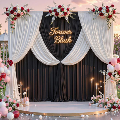 10 ft x 10 ft Wrinkle Free White Backdrop Curtains for Wedding Parties, Polyester Photography Backdrop Drapes for Birthday Parties Stage Backdrop Stand, 2 Panels 5x10FT Background Curtains