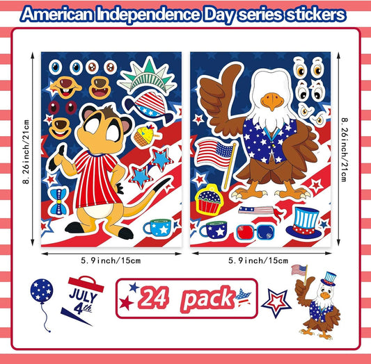 24 Sheets Summer Stickers for Kids Toddlers, Make-a-face Stickers for Kids Classroom Make Your Own Animal Mix & Match Sticker, Pool Beach Luau Hawaii Sticker, Summer Holiday Party Favors