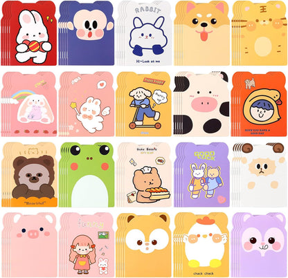 100pcs mini notebooks bulk party favors small cute pocketbook kawaii cartoon animal journal mini notepads for Christmas Classroom Prizes Gift College Ruled Pages back to school supplies for student