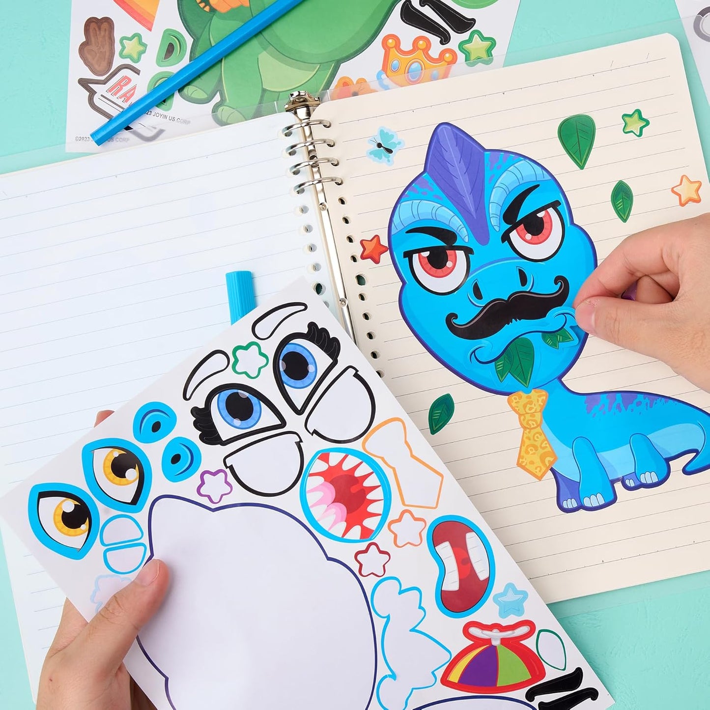 JOYIN 24 Sheets 9"x6" Make a face Stickers for Kids, Make Your Own Stickers with Unicorn, Dinosaur, Sea and Safari Animals, Party Favors Kids Crafts, Goodie Bags Stuffers Classroom Activities