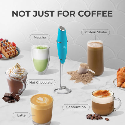 Zulay Kitchen Powerful Milk Frother Wand With Duracell Batteries - Ultra Fast Handheld Drink Mixer - Electric Whisk Foam Maker for Coffee, Lattes, Cappuccino & Matcha - Z1 Motor - Black - Colors D