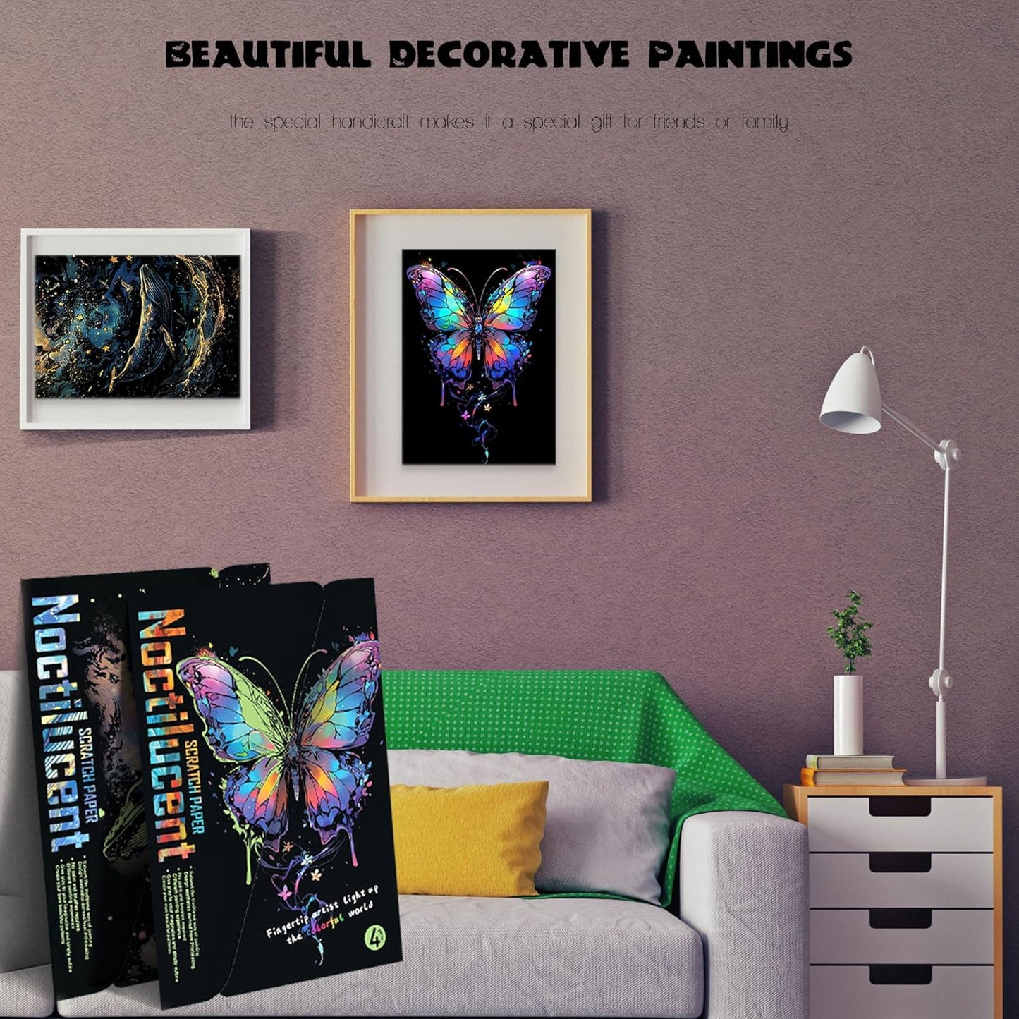 Scratchboard Art for Adult Luminous Scratch Painting Kits, A5 Scratch Art Rainbow Painting Paper 8 Sheet with 4 Tools, Scratchboard for Teens & Adults, Fun Creative Craft Toy/Gifts/Decor, Dreams
