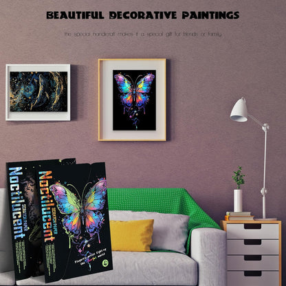 Scratchboard Art for Adult Luminous Scratch Painting Kits, A5 Scratch Art Rainbow Painting Paper 8 Sheet with 4 Tools, Scratchboard for Teens & Adults, Fun Creative Craft Toy/Gifts/Decor, Dreams