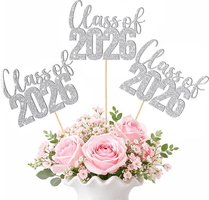 Class of 2026 Centerpieces Sticks for Graduation, 16 Pcs Graduation Decorations Cake Toppers, Graduation Theme Party Decorations Supply(BG)
