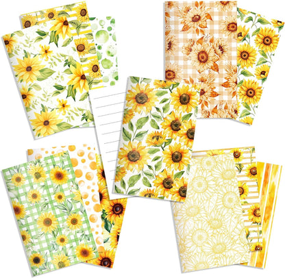 24 Pieces Sunflower Themed Small Pocket Notebook Journals Bulk 12 Distinct Yellow Floral Designs Lined Inner Pages Mini Memo Notepads for Home Office Stationery Supplies Sunflower Party Favors