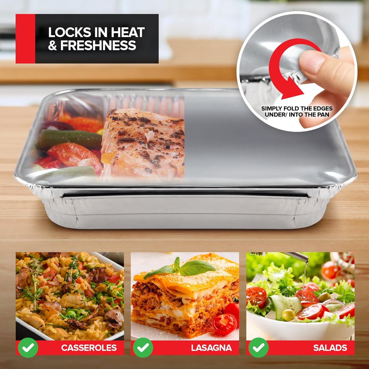 Stock Your Home Aluminum Pans 9x13 Disposable Foil Pans (30 Pack) - Half Size Steam Table Deep Trays - Tin Foil Pans Great for Cooking, Heating, Storing, Prepping Food