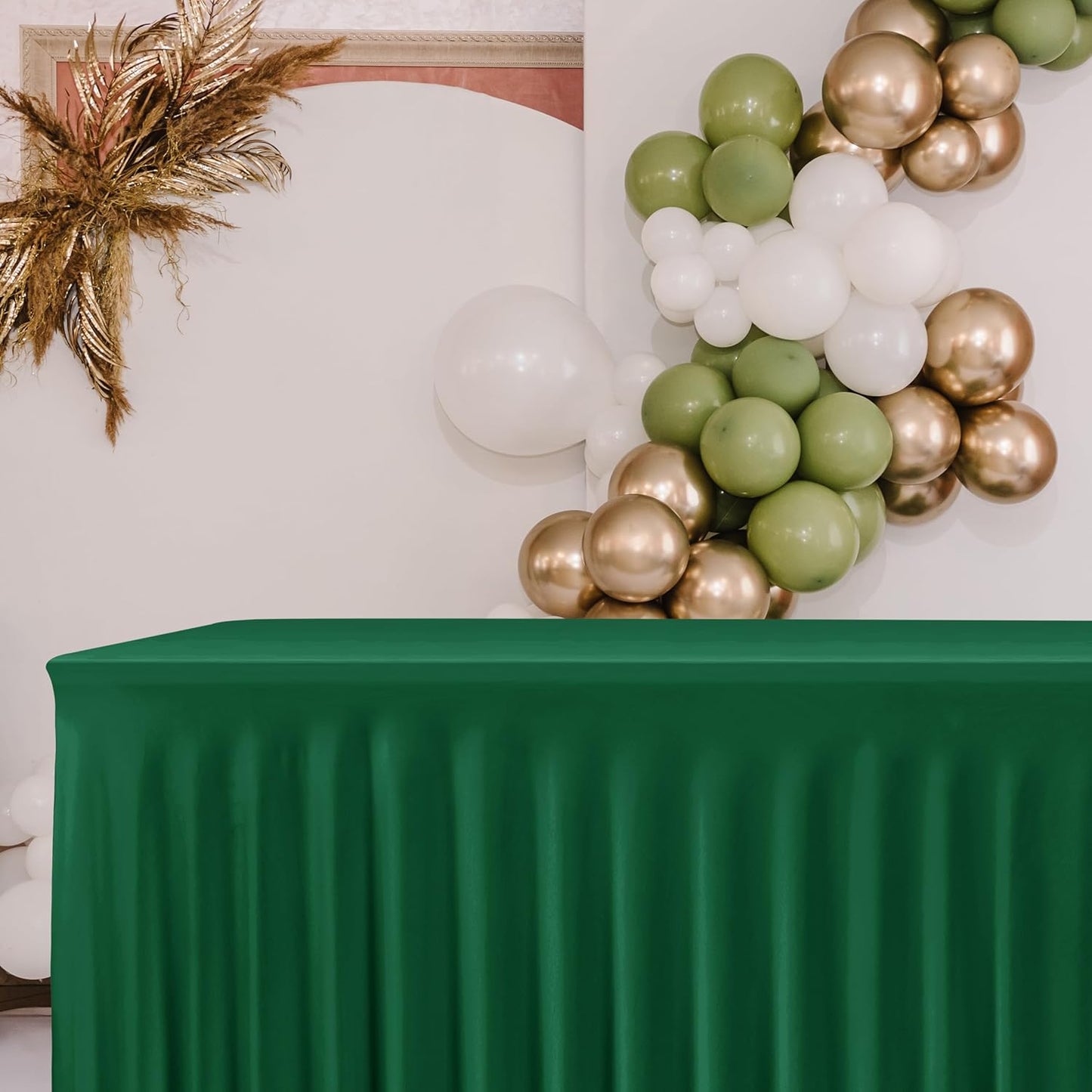 HolidayIdeas 2 Pack Spandex Table Skirt for 6 Ft Rectangle Tables, Black Fitted Stretch Tablecloth 30 x 72 Inch, Wrinkle Resistant Ruffle Design for Wedding Banquets, Trade Shows, Parties