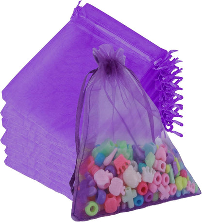 Organza Bags, Organza Bags 5 x 7 Inch, 50 Pcs White Sheer Party Favor Mesh Bag with Drawstring, Small Jewelry Gift Candy Bag for Wedding Christmas Birthday Halloween Graduation Party Favors Supplies